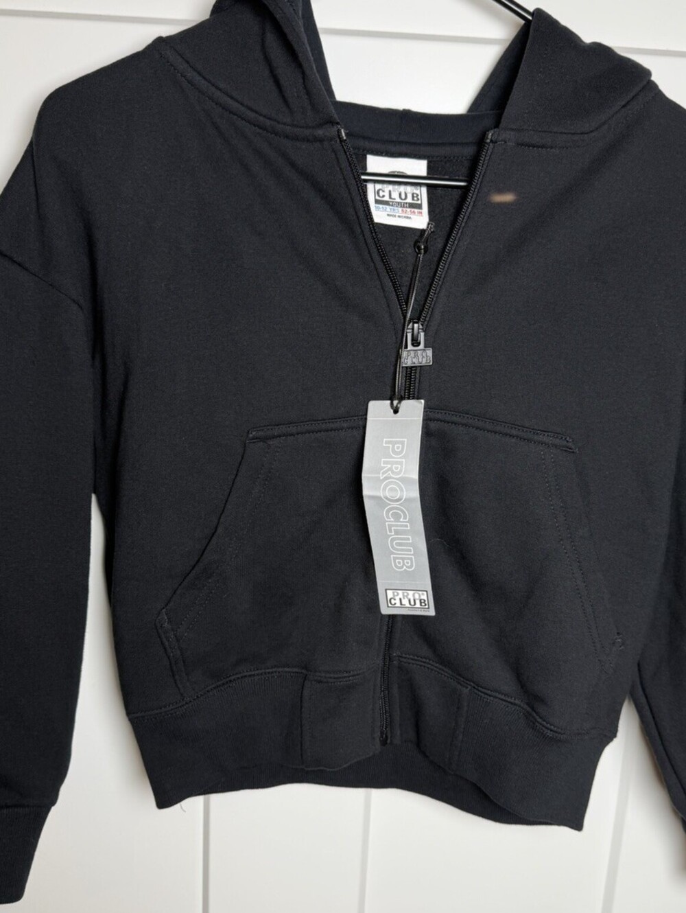 Pro Club Youth L 10-12 Black Heavyweight Fleece Full Zip Hoodie NWT Kids